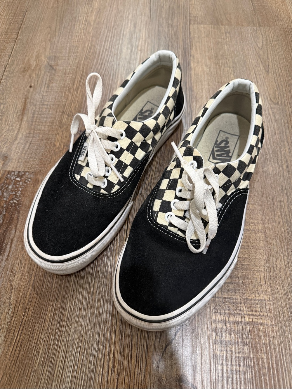 Vans Black and Cream Checkerboard Low-Top Sneakers